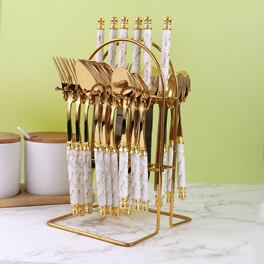Regal Gold Opulence Cutlery Set™: 24-Piece